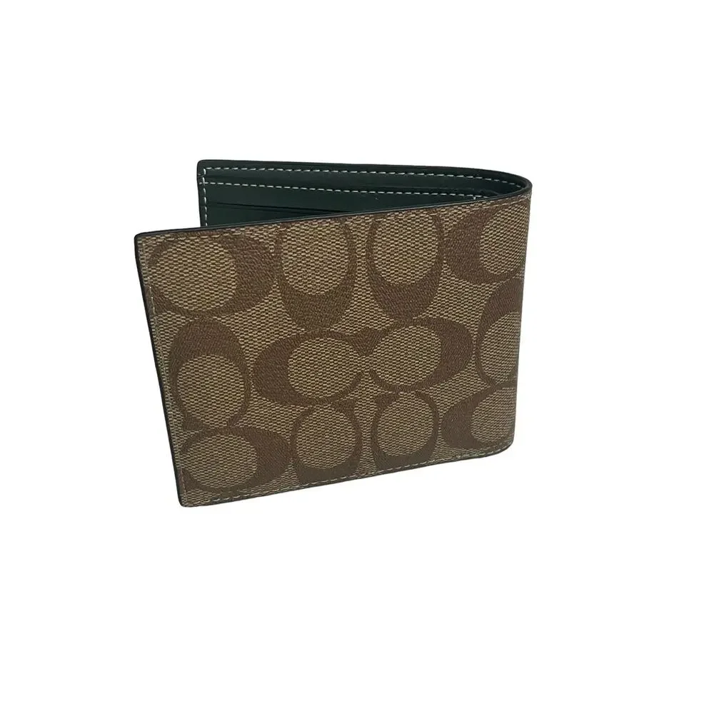 Coach men Wallet In Signature Canvas With Varsity Motif  new